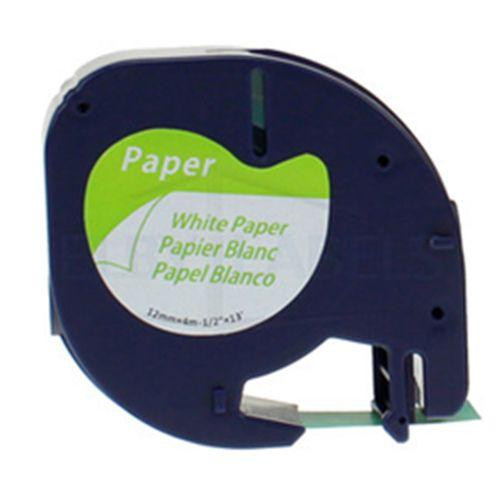 Compatible Dymo 91330 LetraTag Label Tape, 12mm (1/2 Inch) by 13' Black on White Paper