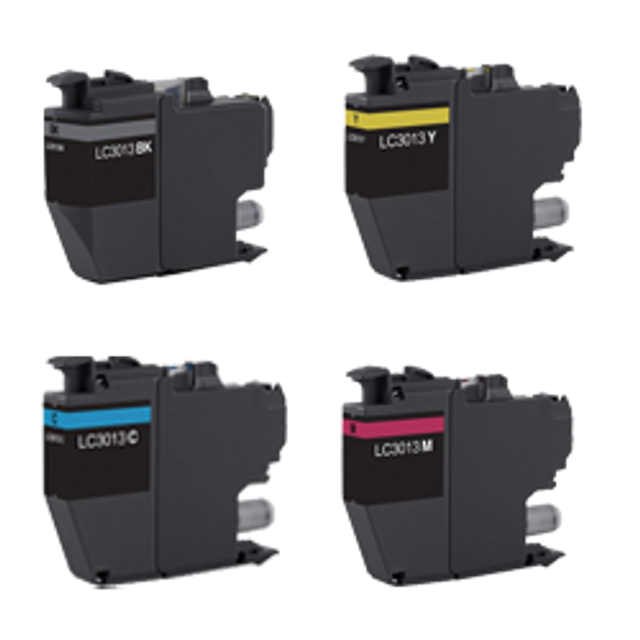 Compatible Brother LC3013 High Yield ink Cartridge Set (Black, Cyan, Magenta, Yellow)