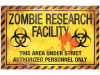 metal zombie research warning sign haunted house prop