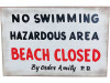 Jaws No Swimming Wood Sign