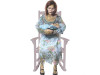 a person sitting in a rocking chair holding a baby