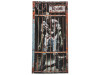 full view of 6.5 ft zombie curtain with cage bars