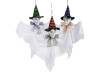 Hanging Light-Up Skeleton Face Ghosts with Witch Hats - 23 1/2"