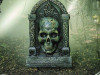 Tombstone with 3D Skull - 21 In - Halloween Yard Prop