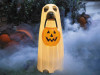 23 inch light-up ghost dog blow mold Halloween decoration with pumpkin bucket