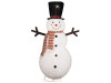 illuminated snowman yard display with glowing lantern and festive lights