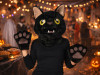 adults black cat mask and paws costume kit front view at a halloween party
