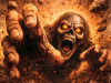zombie clawing out of grave 3D illusion canvas horror wall decor