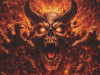 fiery demon skull 3D illusion canvas horror wall art