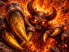 fiery demon skull 3D illusion canvas horror wall art