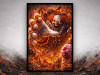 3D demonic clown breakout canvas with fiery horror design