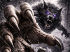 Halloween werewolf decor lunging claw artwork