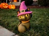 light up halloween cat with witch hat blow mold decoration
