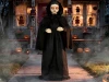 creepy hooded halloween doll prop with glowing red eyes and moving head animation