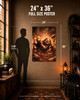 Zombie wall art print displayed in horror themed home decor setting