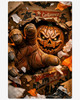 Retro Halloween pumpkin artwork with nostalgic fall harvest styling