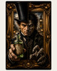 Victorian monster poster with ornate gold frame and horror portrait