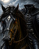Spooky Headless Horseman decor with black steed and pumpkin head