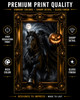 Dark fantasy Headless Horseman art print in ornate gold frame