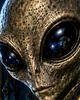 Dark science fiction wall decor with alien being and interstellar technology