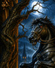 Premium Sleepy Hollow wall decor with ornate gold frame details and cinematic moonlight