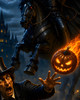 Large framed Sleepy Hollow artwork creating a dramatic focal point for Halloween home decor