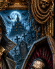 Elegant haunted portrait style vampire scene for Halloween displays and gothic interiors