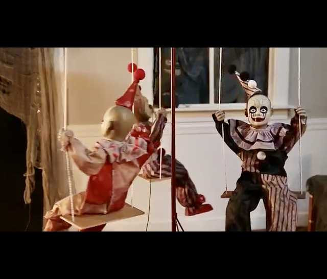 creepy clown merry go round halloween decor