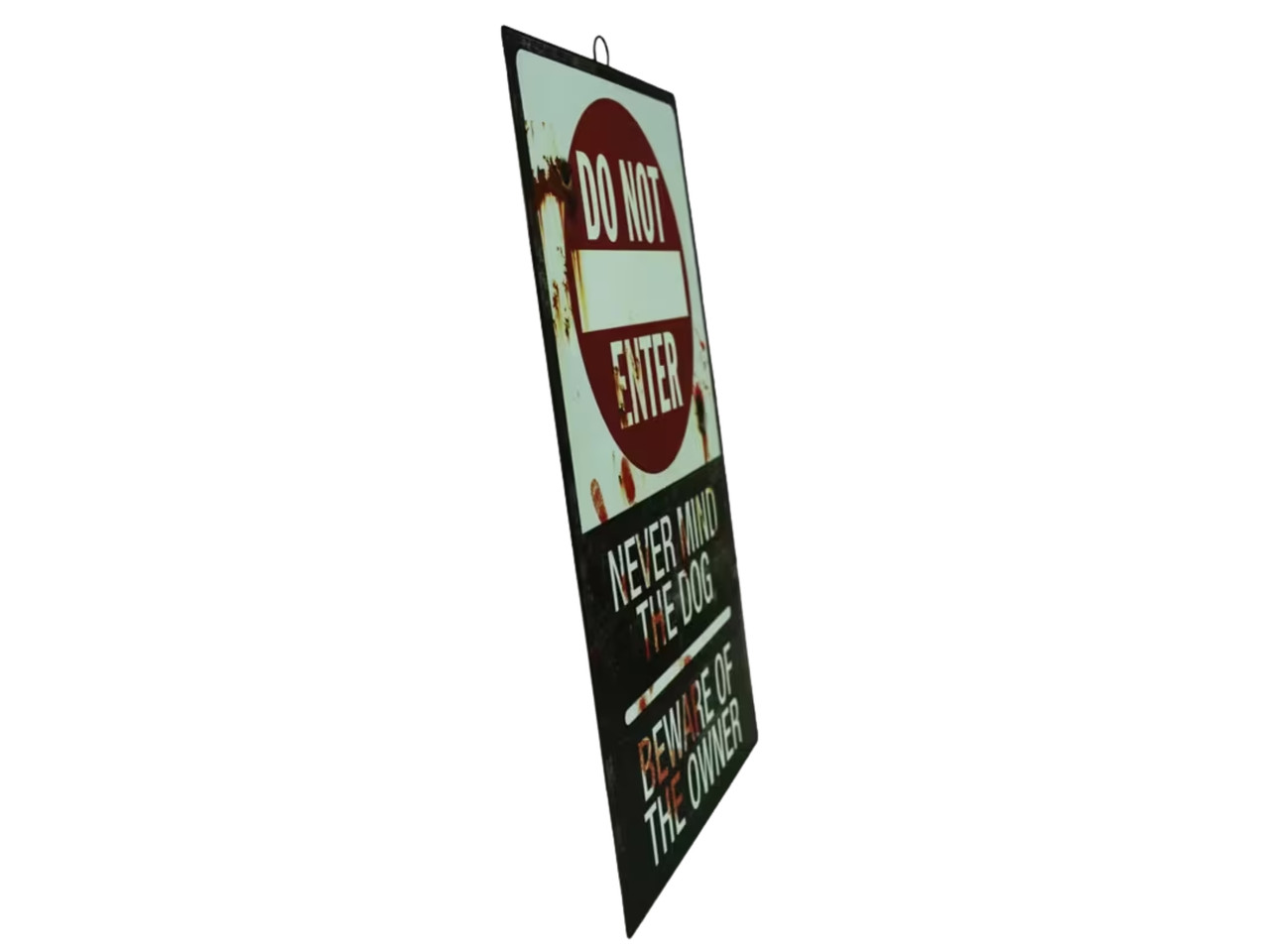 horror warning sign prop with blood stains