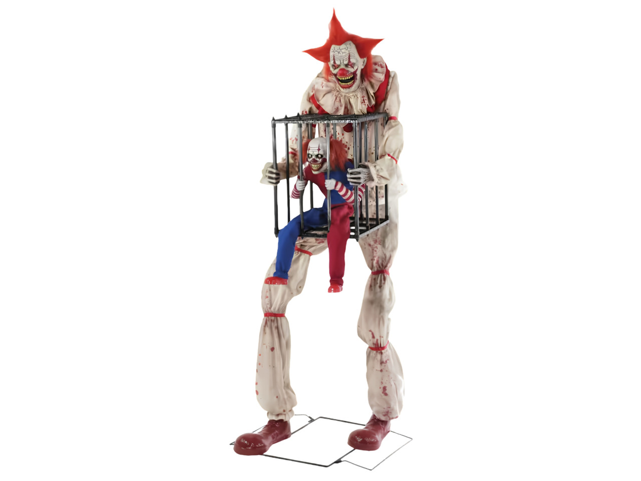 animated cagey clown with caged clown prop