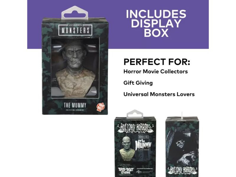 alex rey sculpted universal monsters mummy mini bust ornament