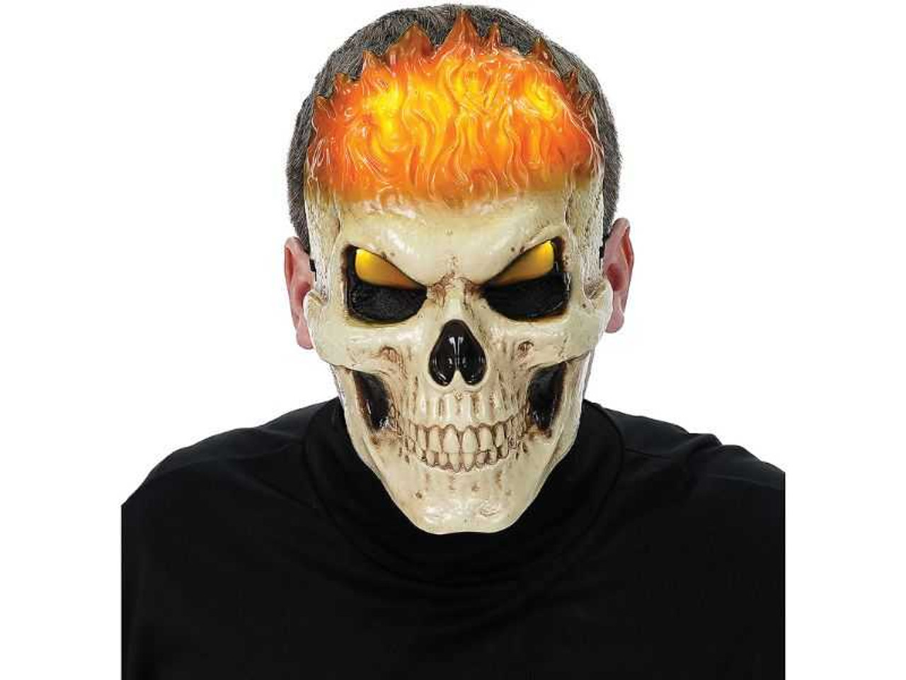 Light-Up Orange Inferno Skull Mask