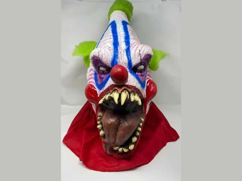 creepy circus clown mask with fabric collar