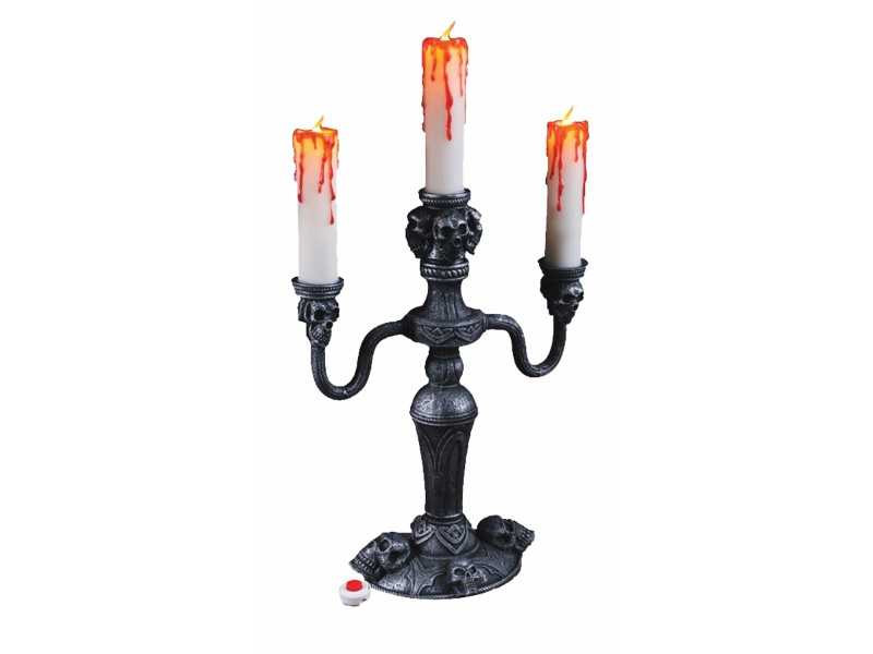 light up skull candelabra halloween decoration with dripping candle design