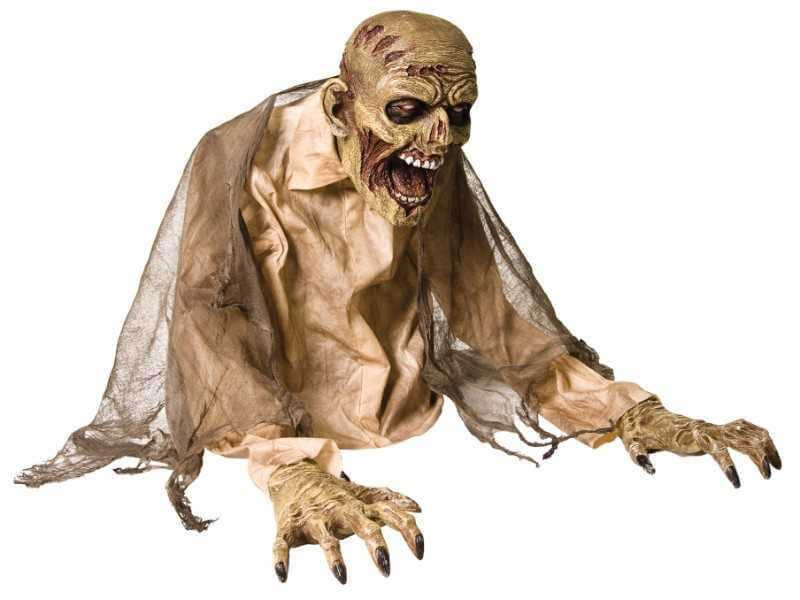 animated zombie rising from ground halloween prop