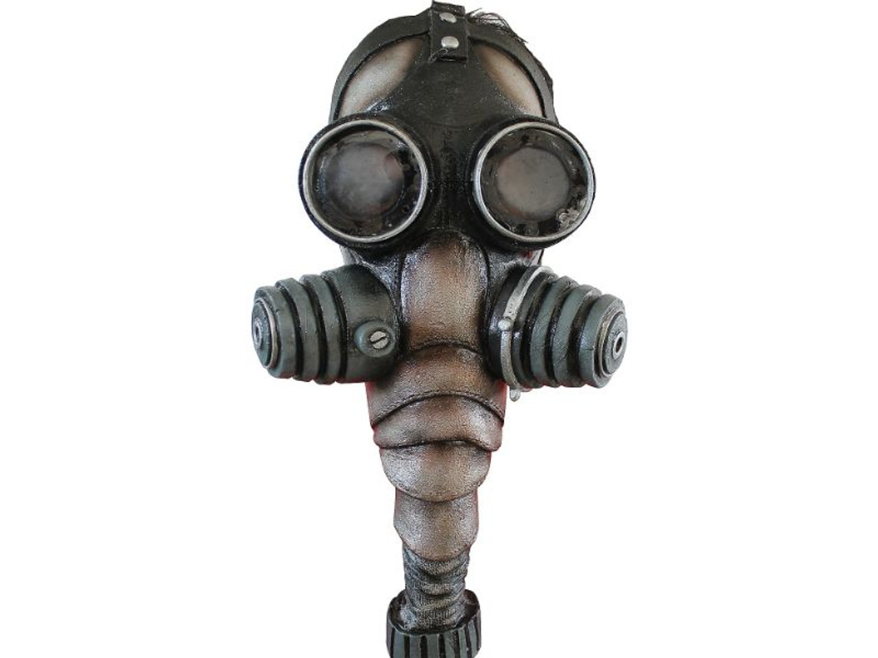 Gas Mask with Realistic Canister Protrusions for Post-Apocalyptic Halloween Costume - High-Quality and Comfortable Design.