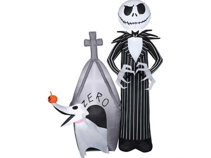 jack skellington inflatable with zero dog led lights