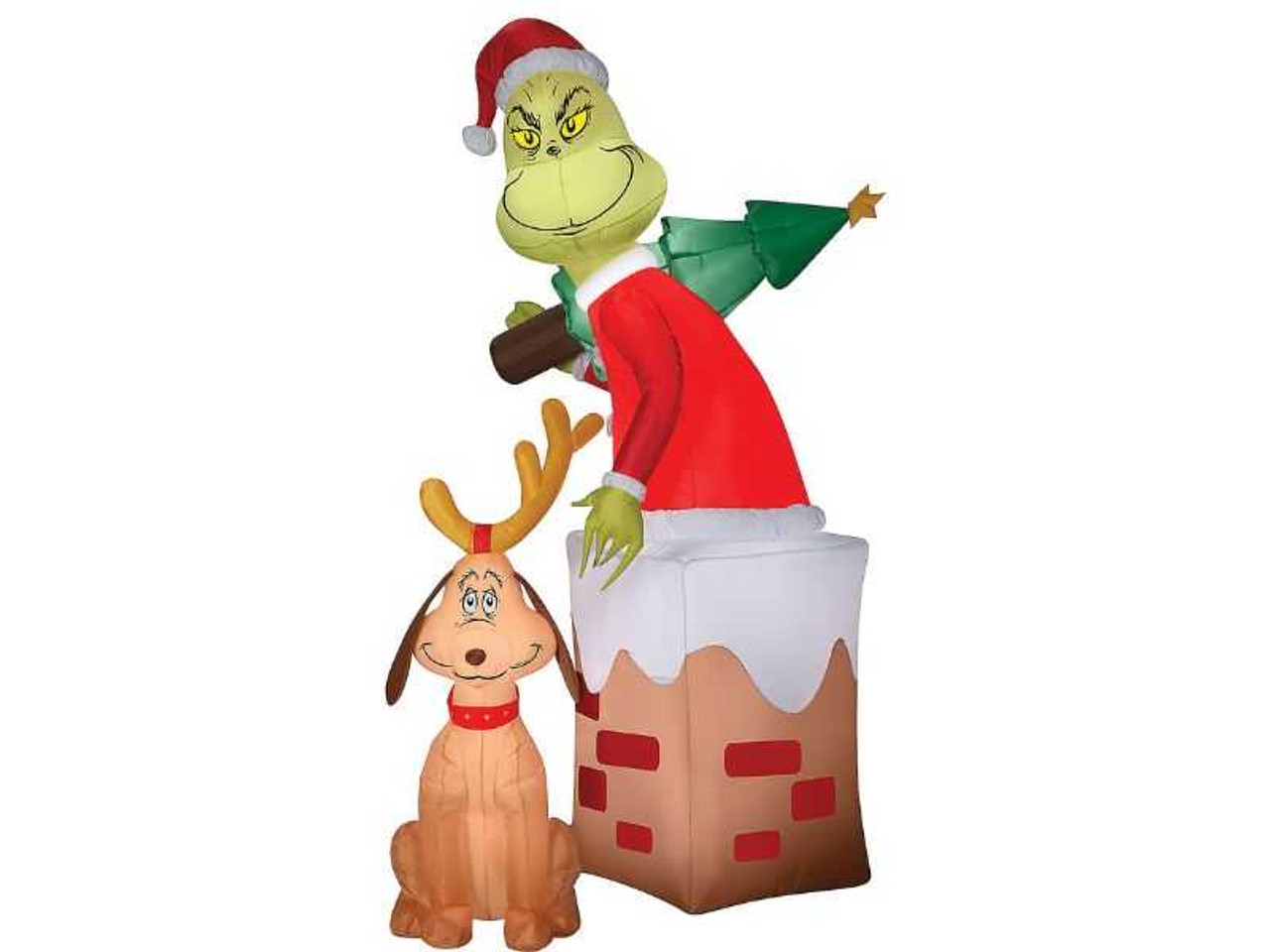 Airblown Grinch in Chimney with Max 40" Inflatable