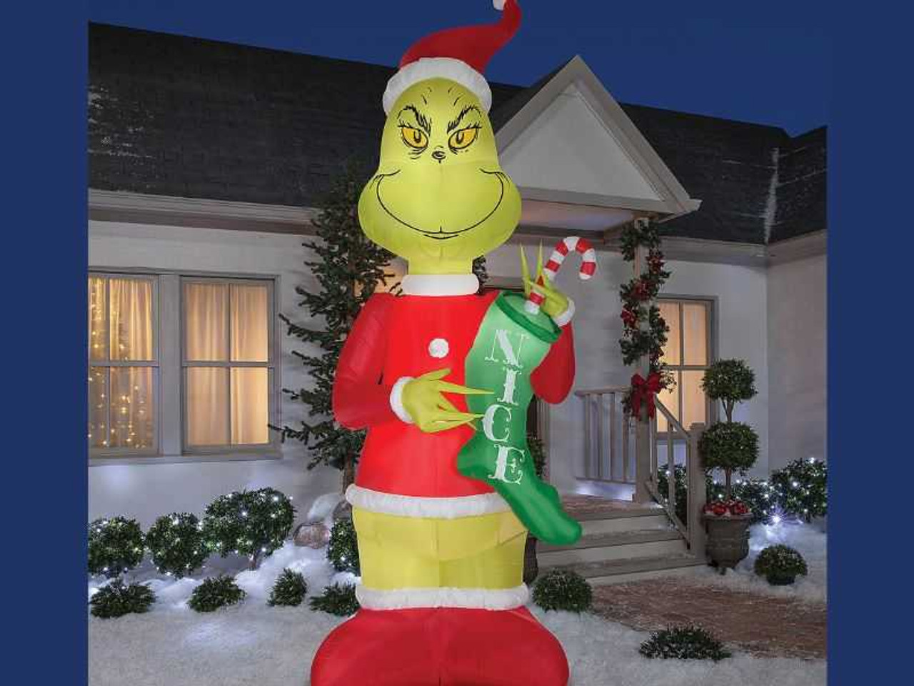 Inflatable Grinch Giant Stocking 108in Blow Up