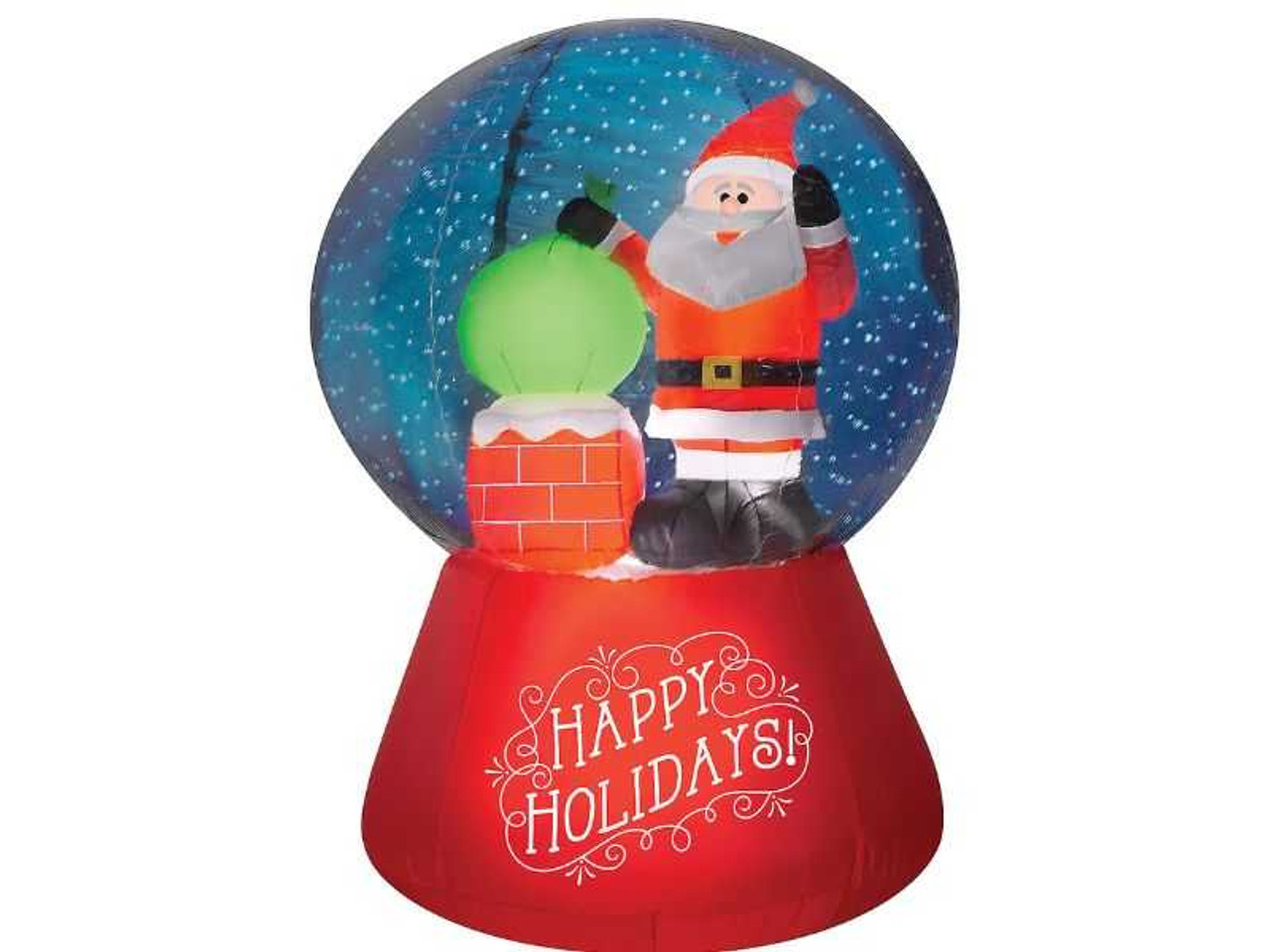 Snow Globe Santa on Rooftop Scene in Snowflurry 66in Inflatable