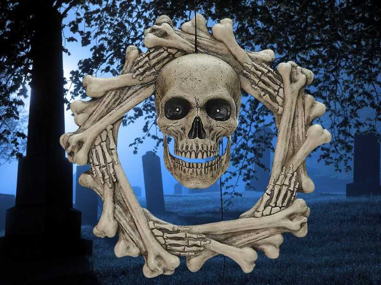 Bone Wreath Animated Halloween Decoration