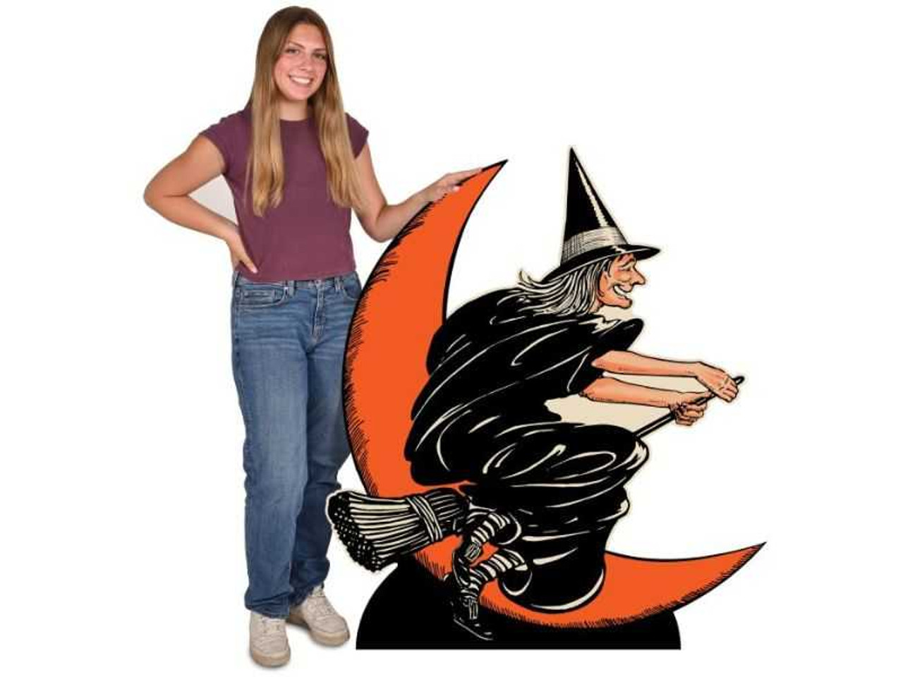 Vintage Halloween Witch and Moon Stand-Up