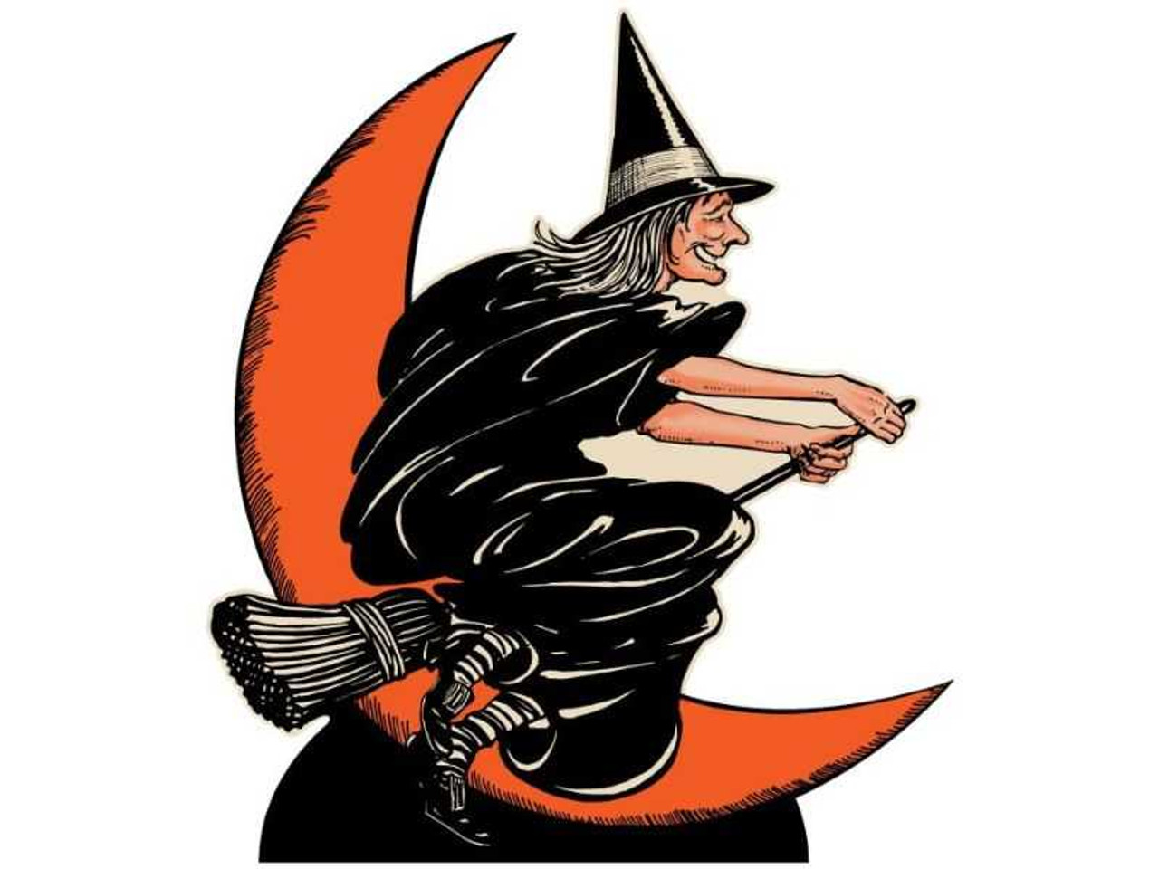 Vintage Halloween Witch and Moon Stand-Up