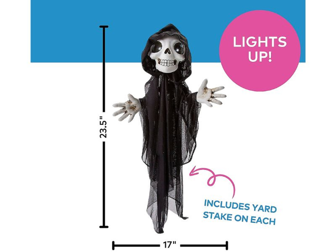 Light Up Grinning Reapers Set, 23 1/2"