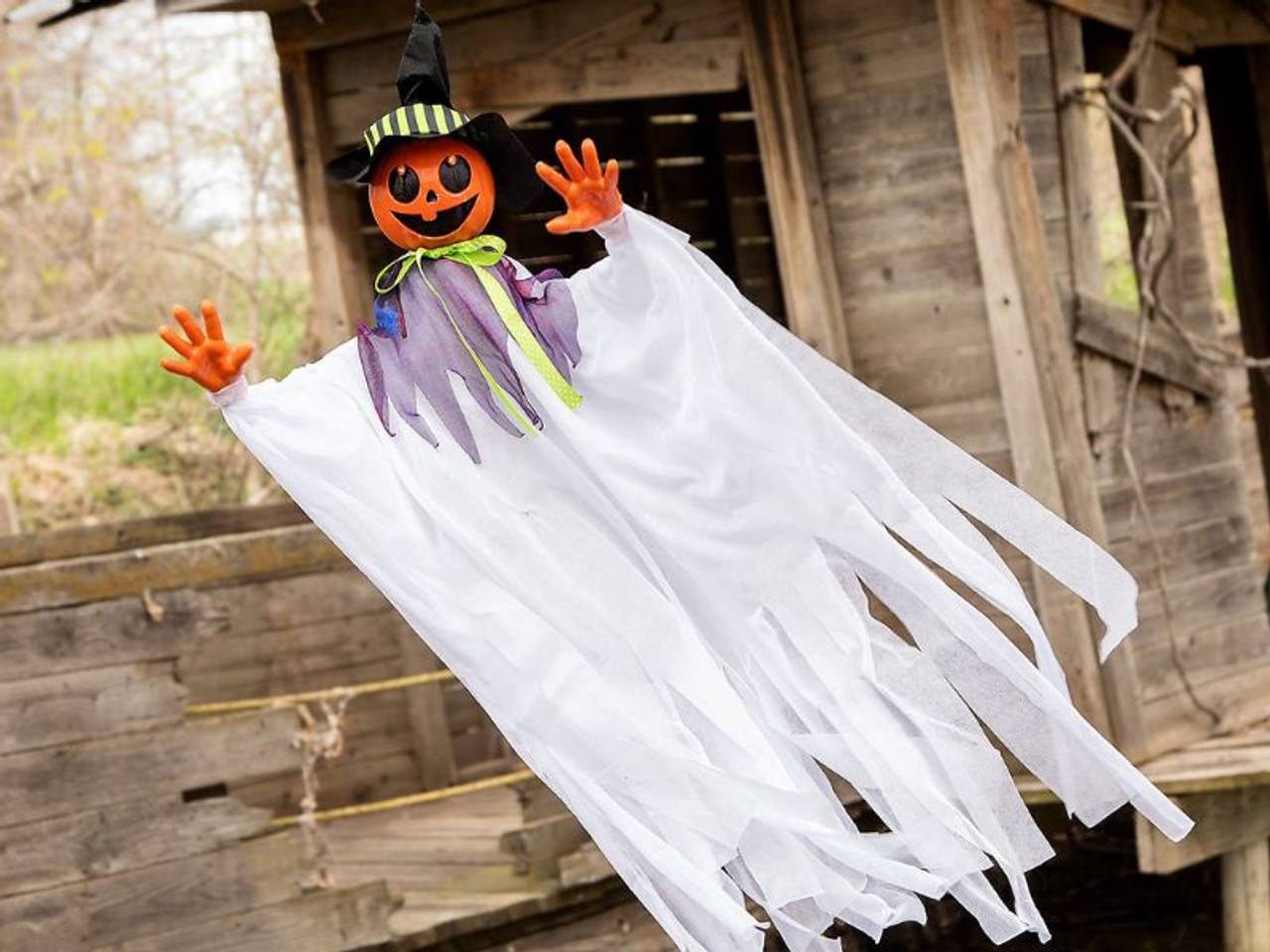 Animated Smiling Pumpkin Scarecrow, 47 1/4" inches