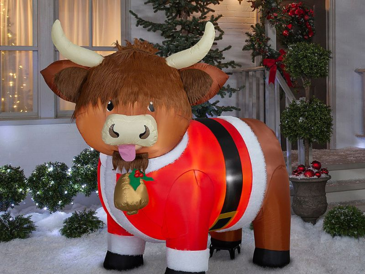 6 ft inflatable Highlander cow Christmas yard decoration with LED lights 6 ft inflatable Highlander cow Christmas yard decoration with LED lights