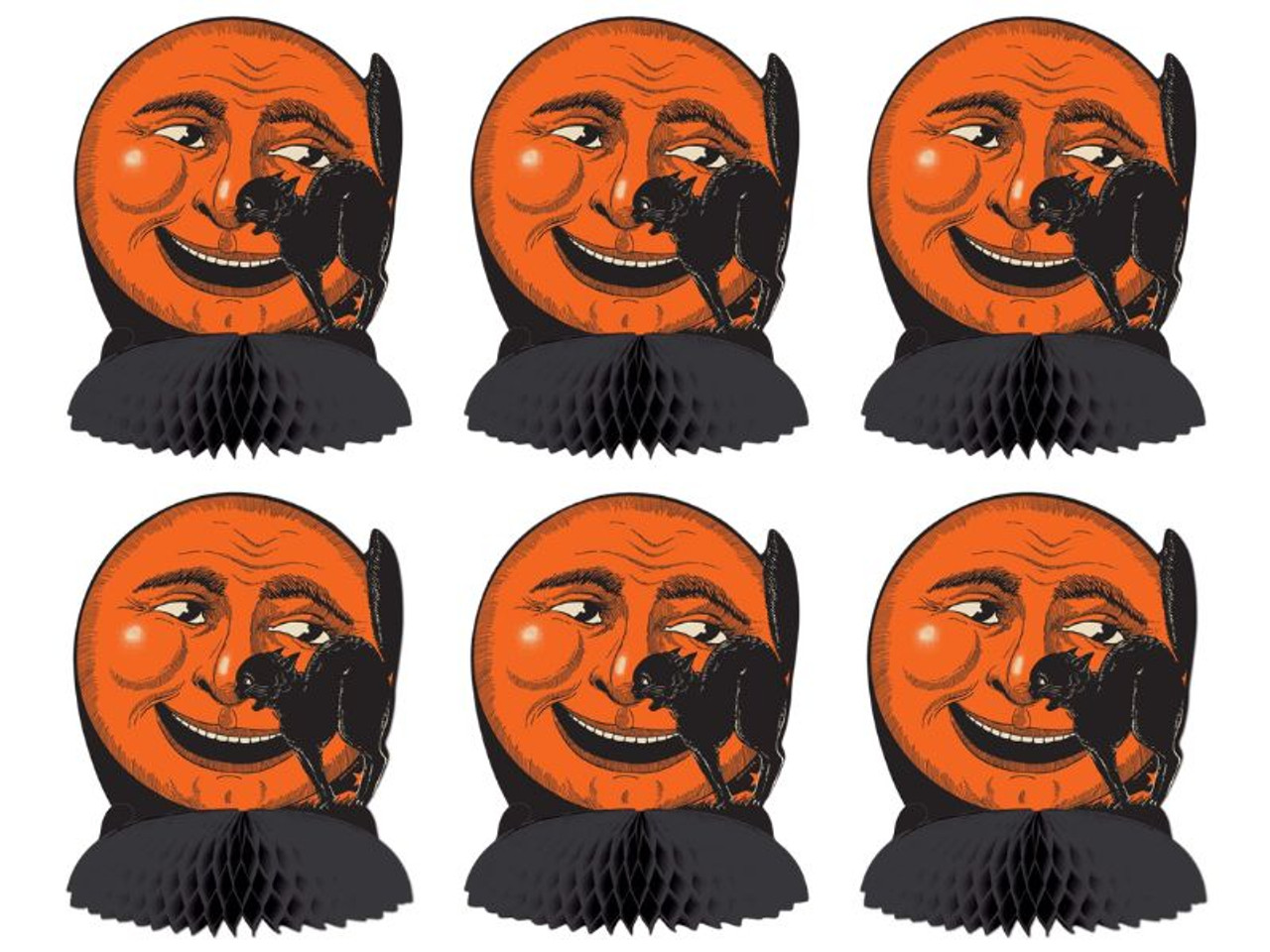 Vintage Halloween Cat and Moon Centerpiece | Pack of 6