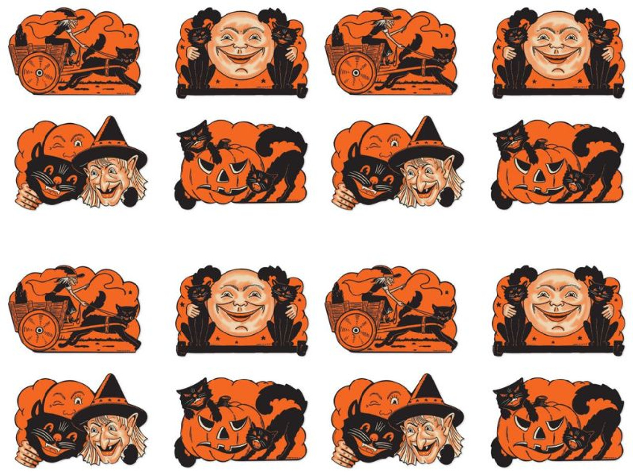  Wholesale Vintage Halloween Cat Cutouts | Four Packs of 4