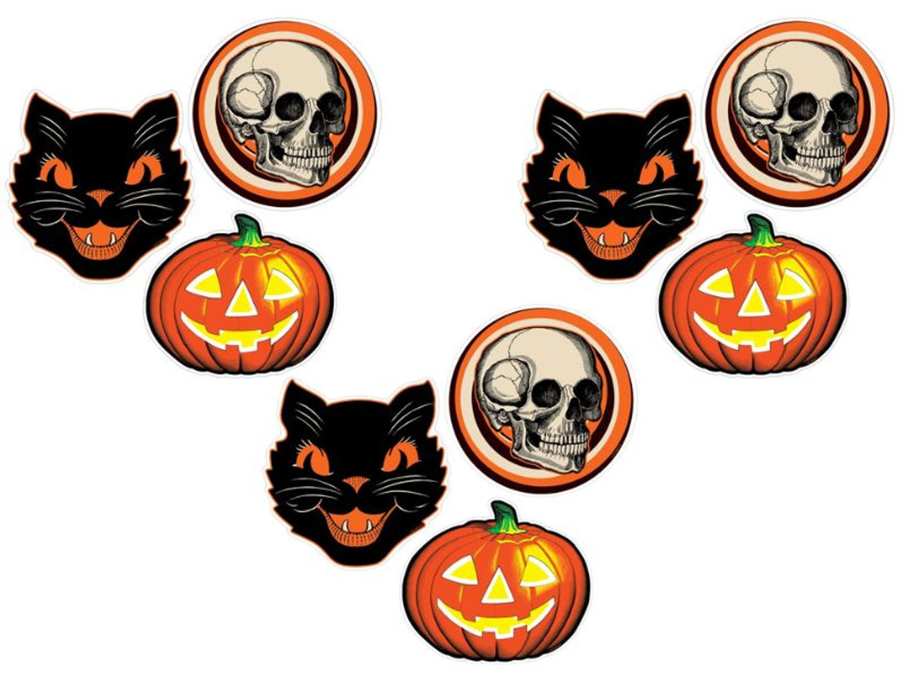 Plastic Vintage Halloween Cutouts | 3 Packs of 3