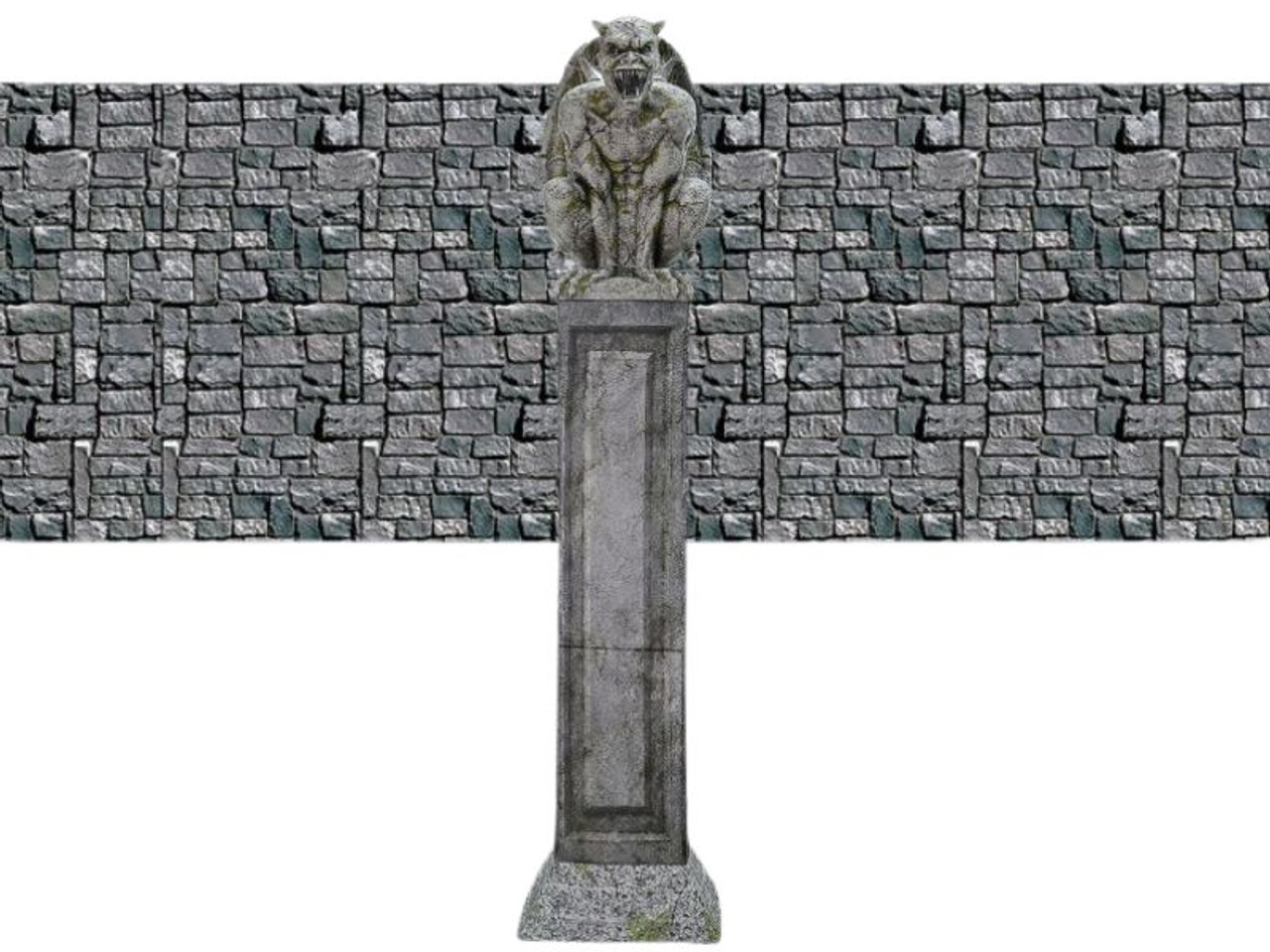 Gargoyle Pillar Animated Prop & 30' Stone Wall Backdrop